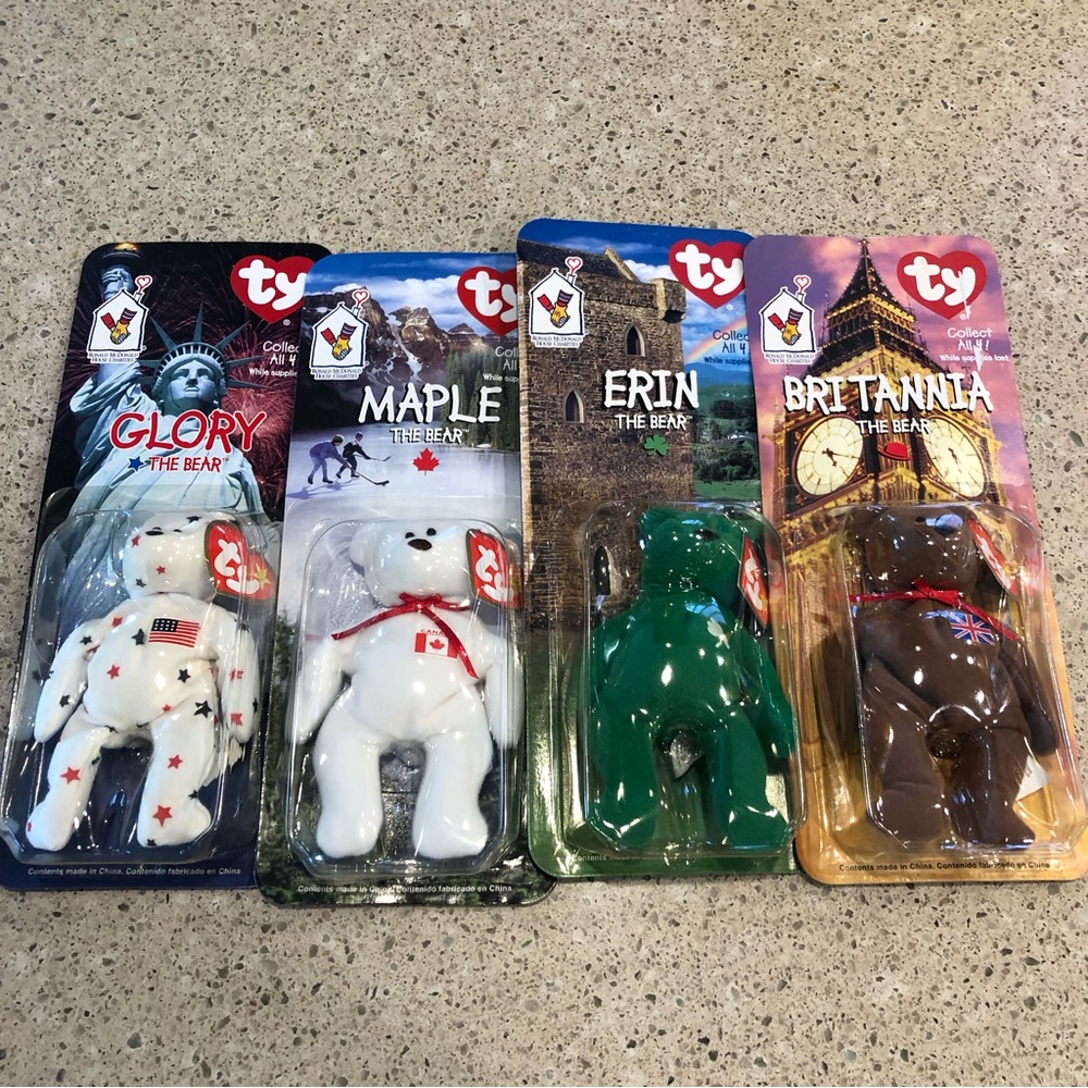 Vintage NIB McDonalds Teenie Beanie Bears- full set